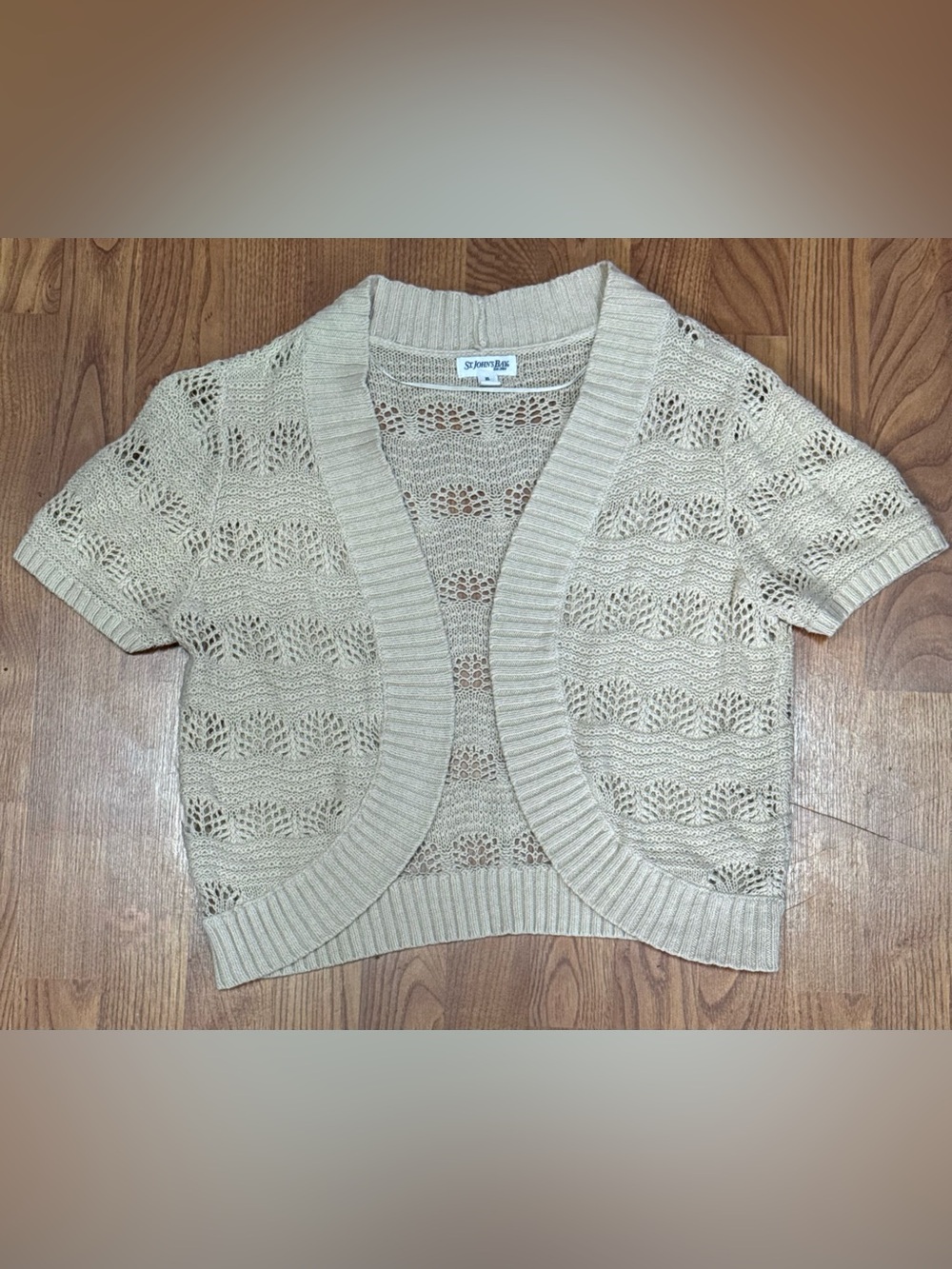 ❤️ St. John's Bay XL Women’s Cream Openwork Knit Bolero Sweater (B12)